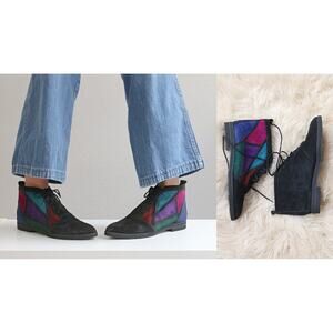 1990's Vintage Skechers Leather Work Boots ~ Women's 6 to 6-1/2 ~ Block Heel